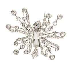 Oscar De La Renta Abstract Crystal Silver Tone Brooch For Women