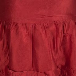 Oscar De La Renta Red Tafetta Tiered Ruffle Detail Dress 8 Yrs For Kids -Oscar de la Renta Sales Shop luxury kids oscar de la rentaslug used girls clothing p101420 004