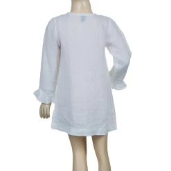 Oscar De La Renta White Linen Long Sleeve Dress 5 Yrs For Kids -Oscar de la Renta Sales Shop luxury kids oscar de la rentaslug used girls clothing p56236 0003
