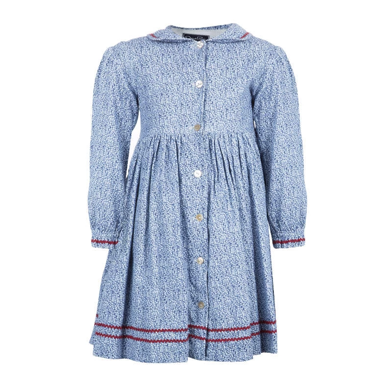 Oscar De La Renta Blue Floral Print Corduroy Long Sleeve Dress 5 Yrs For Kids 2 Oscar De La Renta Blue Floral Print Corduroy Long Sleeve Dress 5 Yrs For Kids
