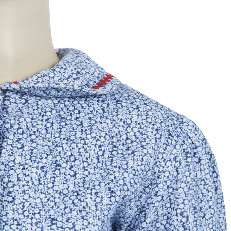 Oscar De La Renta Blue Floral Print Corduroy Long Sleeve Dress 5 Yrs For Kids 5 Oscar De La Renta Blue Floral Print Corduroy Long Sleeve Dress 5 Yrs For Kids - Image 4