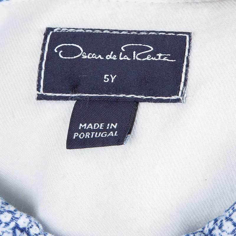 Oscar De La Renta Blue Floral Print Corduroy Long Sleeve Dress 5 Yrs For Kids 10 Oscar De La Renta Blue Floral Print Corduroy Long Sleeve Dress 5 Yrs For Kids - Image 9