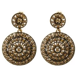 Oscar De La Renta Brown Crystal Clip Earrings For Women