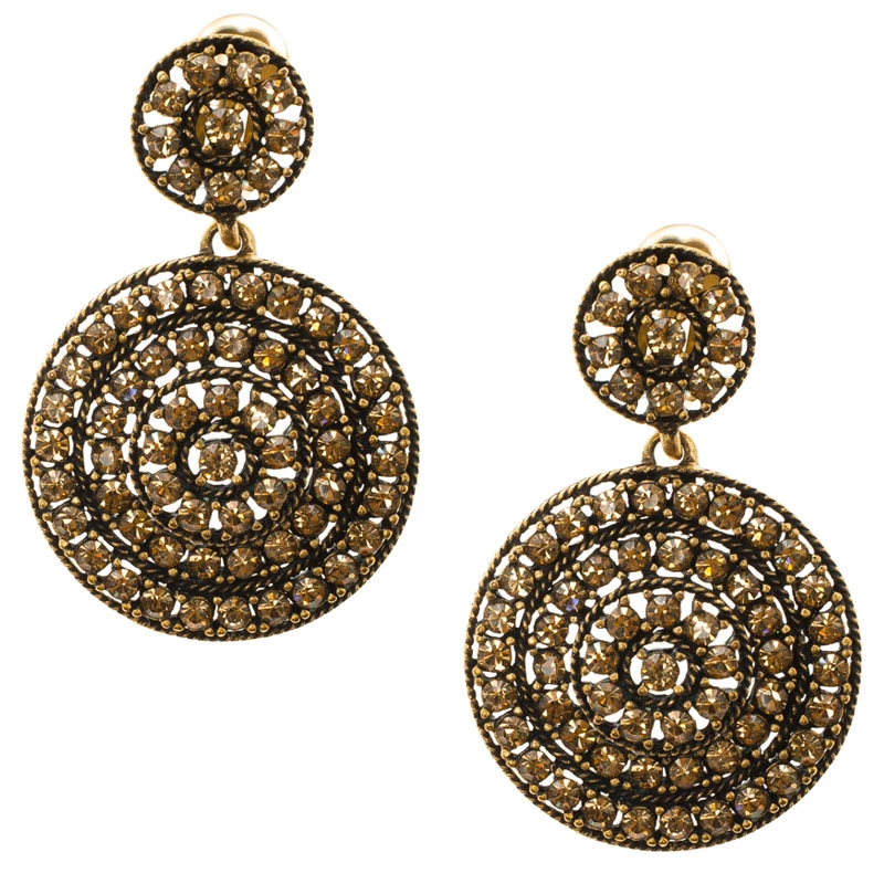 Oscar De La Renta Brown Crystal Clip Earrings For Women 4 Oscar De La Renta Brown Crystal Clip Earrings For Women - Image 2