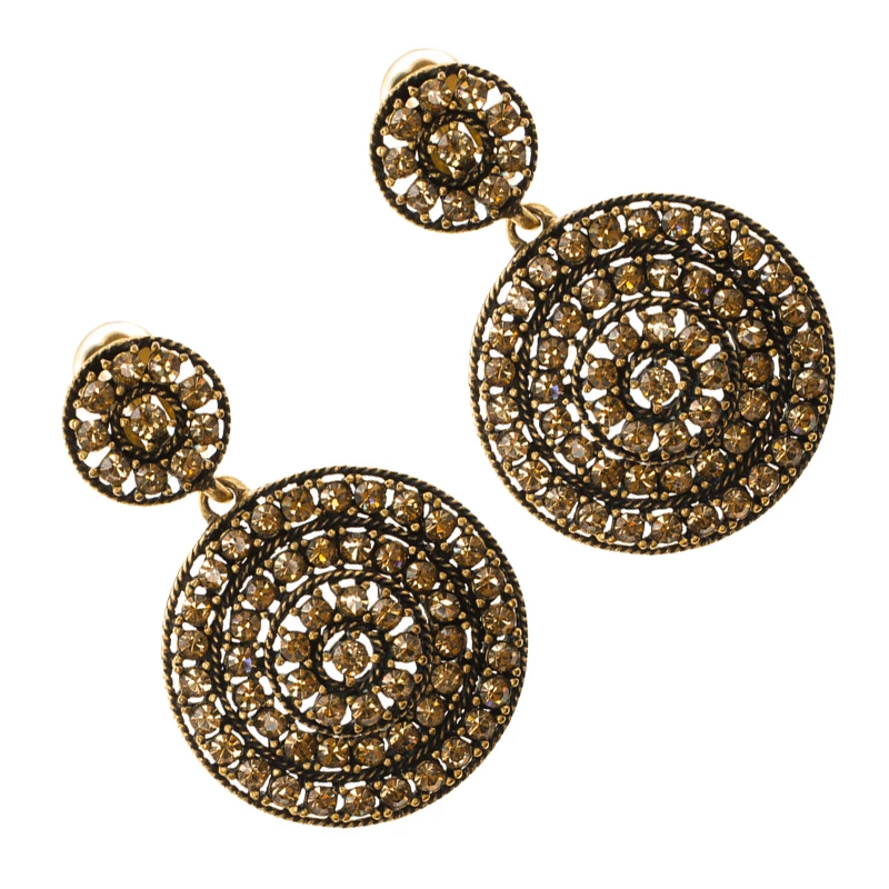 Oscar De La Renta Brown Crystal Clip Earrings For Women 5 Oscar De La Renta Brown Crystal Clip Earrings For Women - Image 3