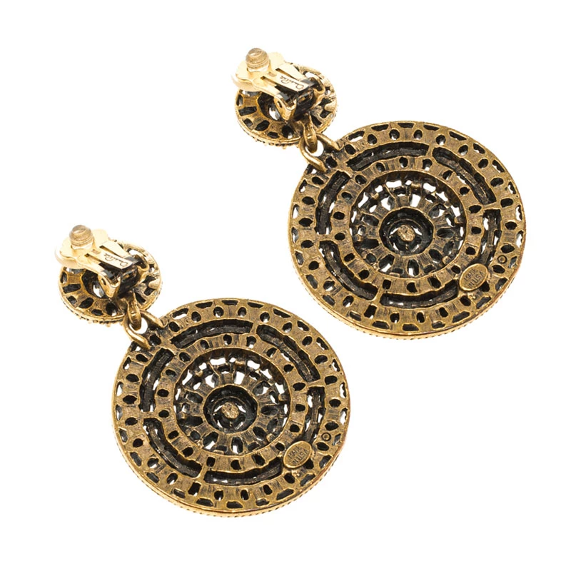 Oscar De La Renta Brown Crystal Clip Earrings For Women 6 Oscar De La Renta Brown Crystal Clip Earrings For Women - Image 4