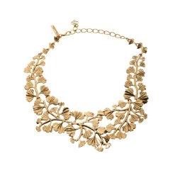 Oscar De La Renta Fern Gold Tone Collar Statement Necklace For Women