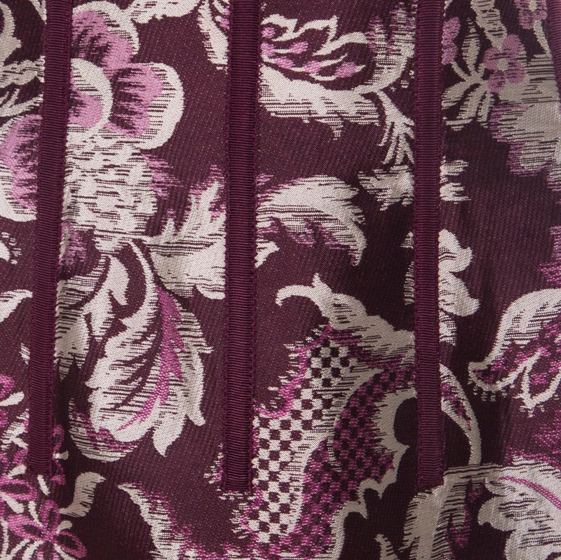 Oscar De La Renta Burgundy Floral Jacquard Skirt Suit M For Women 6 Oscar De La Renta Burgundy Floral Jacquard Skirt Suit M For Women - Image 4