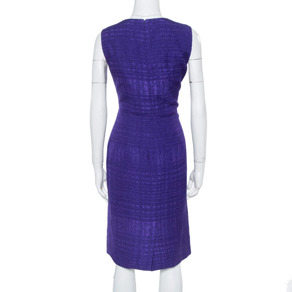 Oscar De La Renta Purple Textured Sheath Dress M For Women 5 Oscar De La Renta Purple Textured Sheath Dress M For Women - Image 3