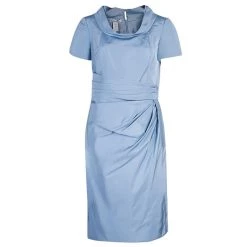 Oscar De La Renta Blue Short Sleeve Dress M For Women