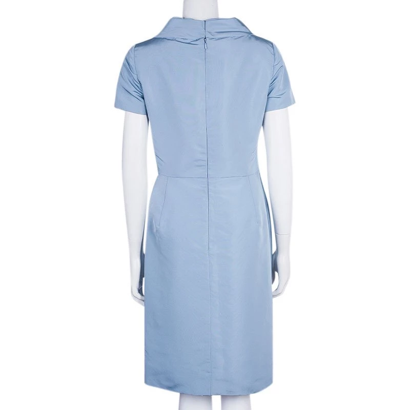 Oscar De La Renta Blue Short Sleeve Dress M For Women 5 Oscar De La Renta Blue Short Sleeve Dress M For Women - Image 3