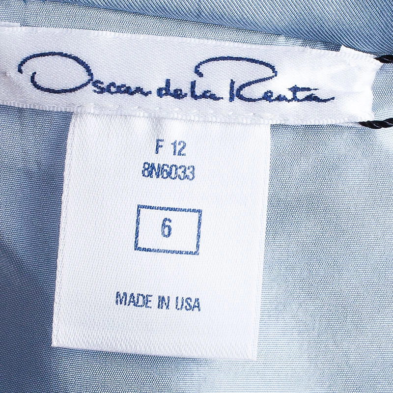 Oscar De La Renta Blue Short Sleeve Dress M For Women 10 Oscar De La Renta Blue Short Sleeve Dress M For Women - Image 8