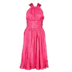 Oscar De La Renta Azalea Pink Crushed Silk Dress L For Women