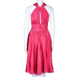 Oscar De La Renta Azalea Pink Crushed Silk Dress L For Women -Oscar de la Renta Sales Shop luxury women oscar de la rentaslug new clothes p47917 0003