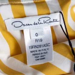 Oscar De La Renta Yellow Striped Cotton Pleated Belted Maxi Dress XS For Women -Oscar de la Renta Sales Shop luxury women oscar de la rentaslug new clothes p521189 002