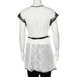 Oscar De La Renta Monochrome Lace Nightwear Wrap Dress M For Women -Oscar de la Renta Sales Shop luxury women oscar de la rentaslug new clothes p542370 001