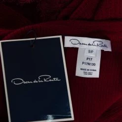 Oscar De La Renta Red Merino Wool & Lace Trim Detailed Long Sleeve Top S For Women -Oscar de la Renta Sales Shop luxury women oscar de la rentaslug new clothes p560772 002