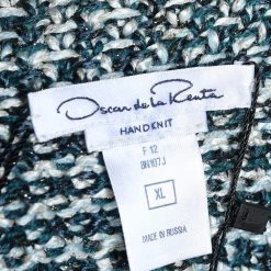 Oscar De La Renta Green Lurex Hand Knit Button Front Blazer XL For Women -Oscar de la Renta Sales Shop luxury women oscar de la rentaslug new clothes p610240 001