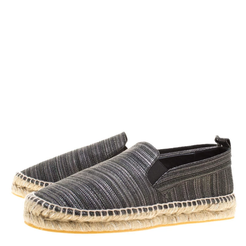 Oscar De La Renta Metallic Black Canvas Vivienne Espadrilles Size 41 For Women 6 Oscar De La Renta Metallic Black Canvas Vivienne Espadrilles Size 41 For Women - Image 4