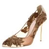 Oscar De La Renta Metallic Bronze Leather And Mesh Alyssa Embellished Pointed Toe Pumps Size 40 For Women -Oscar de la Renta Sales Shop luxury women oscar de la rentaslug new shoes p139453 001