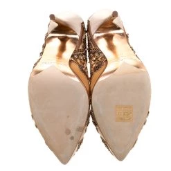 Oscar De La Renta Metallic Bronze Leather And Mesh Alyssa Embellished Pointed Toe Pumps Size 40 For Women -Oscar de la Renta Sales Shop luxury women oscar de la rentaslug new shoes p139453 006