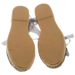 Oscar De La Renta Metallic Anthracite Laser Cut Leather Adriana Espadrille Flat Sandals Size 40 For Women -Oscar de la Renta Sales Shop luxury women oscar de la rentaslug new shoes p151888 0006