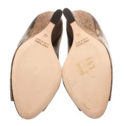 Oscar De La Renta Metallic Bronze Leather Romana Cork Wedge Peep Toe Pumps Size 40 For Women -Oscar de la Renta Sales Shop luxury women oscar de la rentaslug new shoes p186092 001