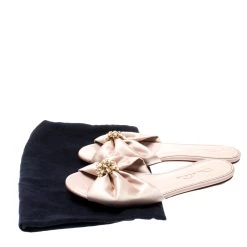 Oscar De La Renta Pink Satin Mia Crystal Embellished Flat Slides Size 38 For Women -Oscar de la Renta Sales Shop luxury women oscar de la rentaslug new shoes p207834 008