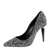 Oscar De La Renta Silver Glitter Mariacarla Pointed Toe Pumps Size 38.5 For Women