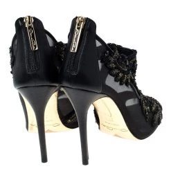 Oscar De La Renta Black Mesh And Leather Ambria Embellished Cut Out Sandals Size 36.5 For Women -Oscar de la Renta Sales Shop luxury women oscar de la rentaslug new shoes p235445 002