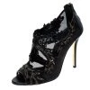 Oscar De La Renta Black Mesh And Leather Ambria Embellished Cut Out Sandals Size 36.5 For Women -Oscar de la Renta Sales Shop luxury women oscar de la rentaslug new shoes p235445 006