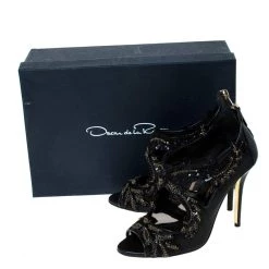 Oscar De La Renta Black Mesh And Leather Ambria Embellished Cut Out Sandals Size 36.5 For Women -Oscar de la Renta Sales Shop luxury women oscar de la rentaslug new shoes p235445 007