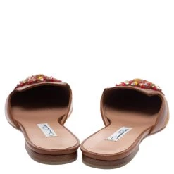 Oscar De La Renta Brown Embellished Canvas And Leather Flat Spanish Mules Size 37 For Women 14 Oscar De La Renta Brown Embellished Canvas And Leather Flat Spanish Mules Size 37 For Women -Oscar de la Renta Sales Shop luxury women oscar de la rentaslug new shoes p339442 004