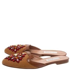 Oscar De La Renta Brown Embellished Canvas And Leather Flat Spanish Mules Size 37 For Women 13 Oscar De La Renta Brown Embellished Canvas And Leather Flat Spanish Mules Size 37 For Women -Oscar de la Renta Sales Shop luxury women oscar de la rentaslug new shoes p339442 008