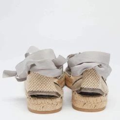 Oscar De La Renta Metallic Anthracite Laser Cut Leather Adriana Espadrille Flat Sandals Size 41 For Women -Oscar de la Renta Sales Shop luxury women oscar de la rentaslug new shoes p634045 007