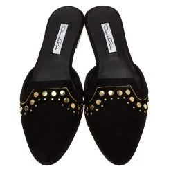 Oscar De La Renta Black Studded Suede Calista Flat Mules Size 38 For Women -Oscar de la Renta Sales Shop luxury women oscar de la rentaslug new shoes p84047 003