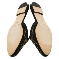 Oscar De La Renta Black Embellished Satin Calista Flat Mules Size 36.5 For Women -Oscar de la Renta Sales Shop luxury women oscar de la rentaslug new shoes p84049 006