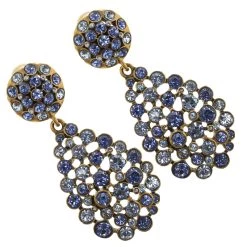 Oscar De La Renta Blue Crystal Tear Drop Clip Earrings For Women -Oscar de la Renta Sales Shop luxury women oscar de la rentaslug used accessories p102557 003