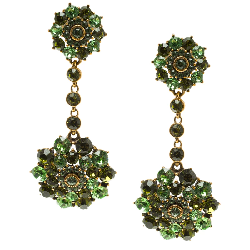 Oscar De La Renta Green Crystal Clip On Long Earrings For Women 4 Oscar De La Renta Green Crystal Clip On Long Earrings For Women - Image 2