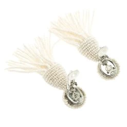 Oscar De La Renta Cream Beaded Tassel Clip-on Earrings For Women -Oscar de la Renta Sales Shop luxury women oscar de la rentaslug used accessories p103069 0004