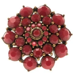 Oscar De La Renta Red Resin Flower Dome Ring Size 54.5 For Women