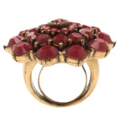 Oscar De La Renta Red Resin Flower Dome Ring Size 54.5 For Women -Oscar de la Renta Sales Shop luxury women oscar de la rentaslug used accessories p110531 003