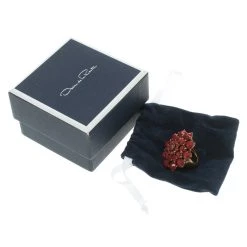 Oscar De La Renta Red Resin Flower Dome Ring Size 54.5 For Women -Oscar de la Renta Sales Shop luxury women oscar de la rentaslug used accessories p110531 007