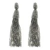 Oscar De La Renta Grey Beaded Long Tassel Clip-on Earrings For Women -Oscar de la Renta Sales Shop luxury women oscar de la rentaslug used accessories p112543 001
