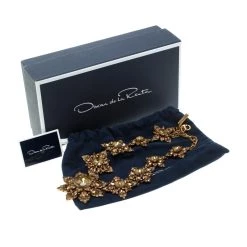 Oscar De La Renta Yellow Crystal Gold Tone Flower Necklace For Women -Oscar de la Renta Sales Shop luxury women oscar de la rentaslug used accessories p117908 005