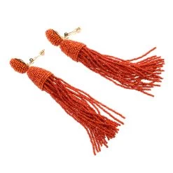 Oscar De La Renta Orange Beaded Long Tassel Clip-on Earrings For Women 11 Oscar De La Renta Orange Beaded Long Tassel Clip-on Earrings For Women -Oscar de la Renta Sales Shop luxury women oscar de la rentaslug used accessories p118485 004