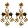 Oscar De La Renta Black And White Resin Gold Tone Clip-on Long Earrings For Women -Oscar de la Renta Sales Shop luxury women oscar de la rentaslug used accessories p118489 001