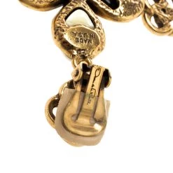 Oscar De La Renta Black And White Resin Gold Tone Clip-on Long Earrings For Women -Oscar de la Renta Sales Shop luxury women oscar de la rentaslug used accessories p118489 004