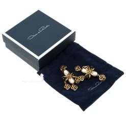 Oscar De La Renta Black And White Resin Gold Tone Clip-on Long Earrings For Women -Oscar de la Renta Sales Shop luxury women oscar de la rentaslug used accessories p118489 005