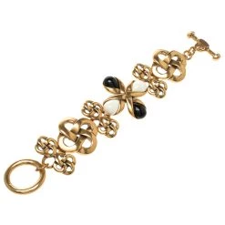 Oscar De La Renta Black And White Resin Gold Tone Toggle Bracelet For Women -Oscar de la Renta Sales Shop luxury women oscar de la rentaslug used accessories p118493 0004